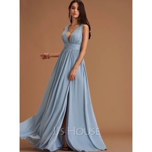 Dusty blue Floor length Chiffon Dress SIZE 6